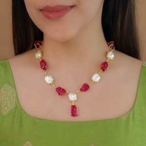 Nessa Claw Baroque + Dyed + Raw Stone Neckpiece