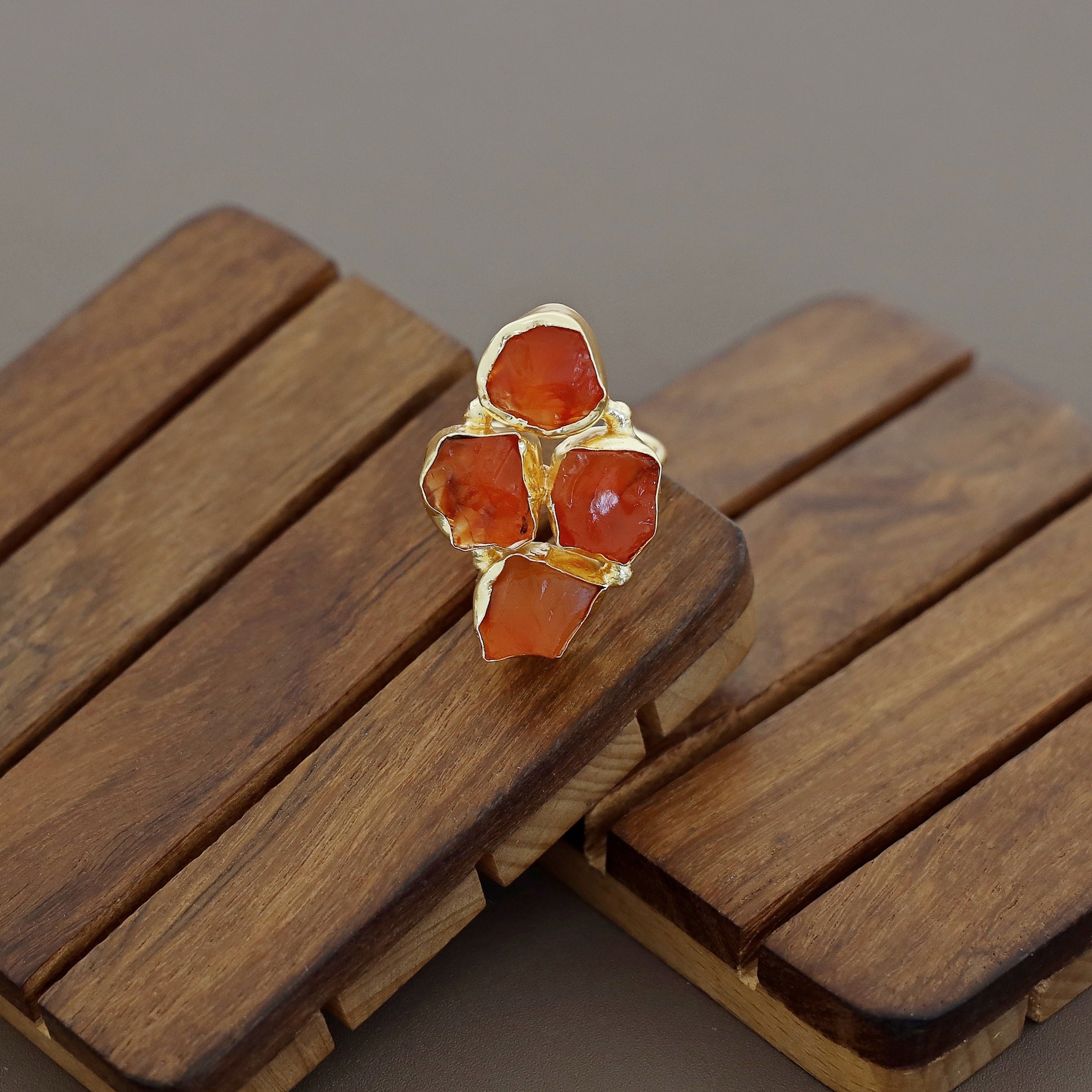 4 Raw Stone Ring (Adjustable)