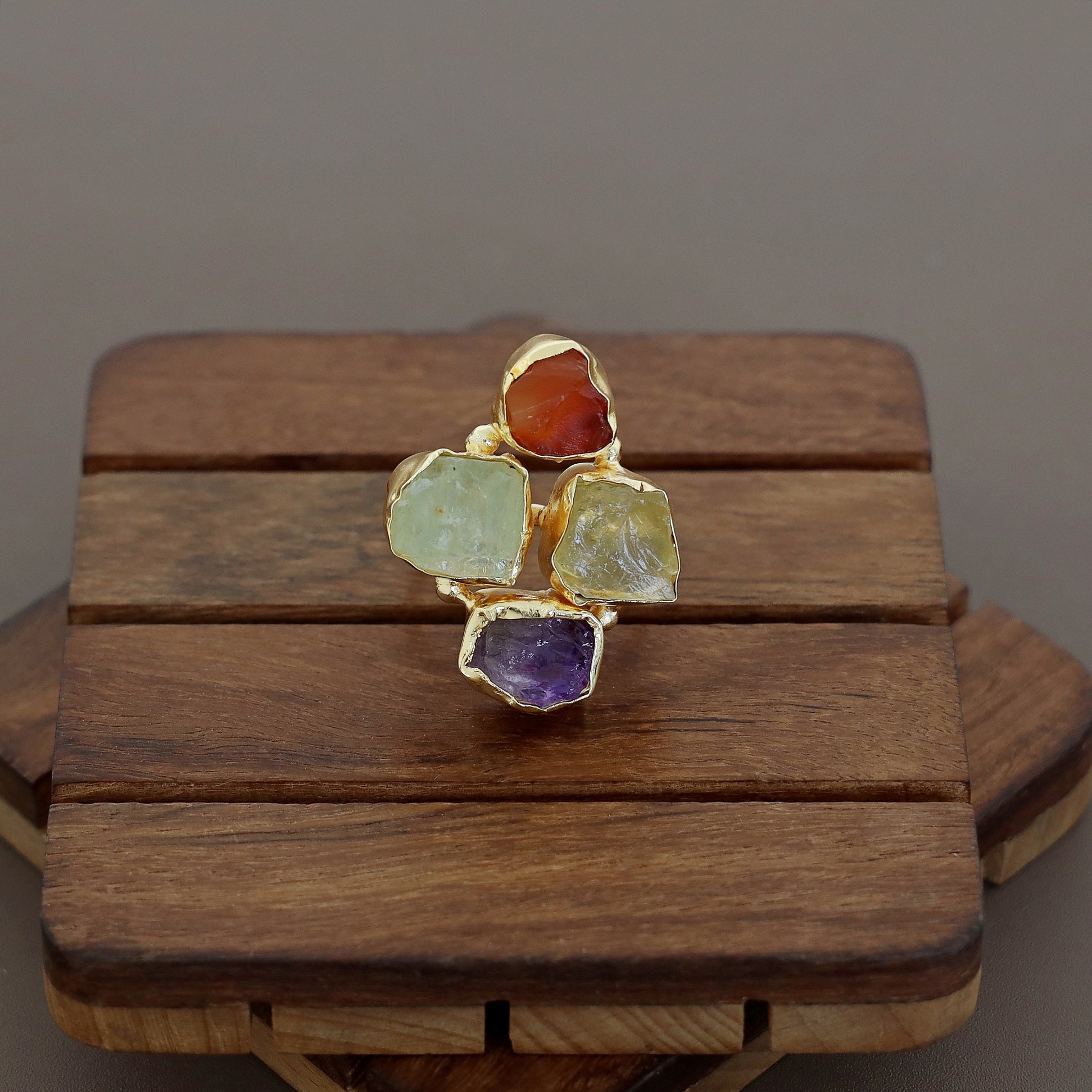 4 Raw Stone Ring (Adjustable) - Image 8