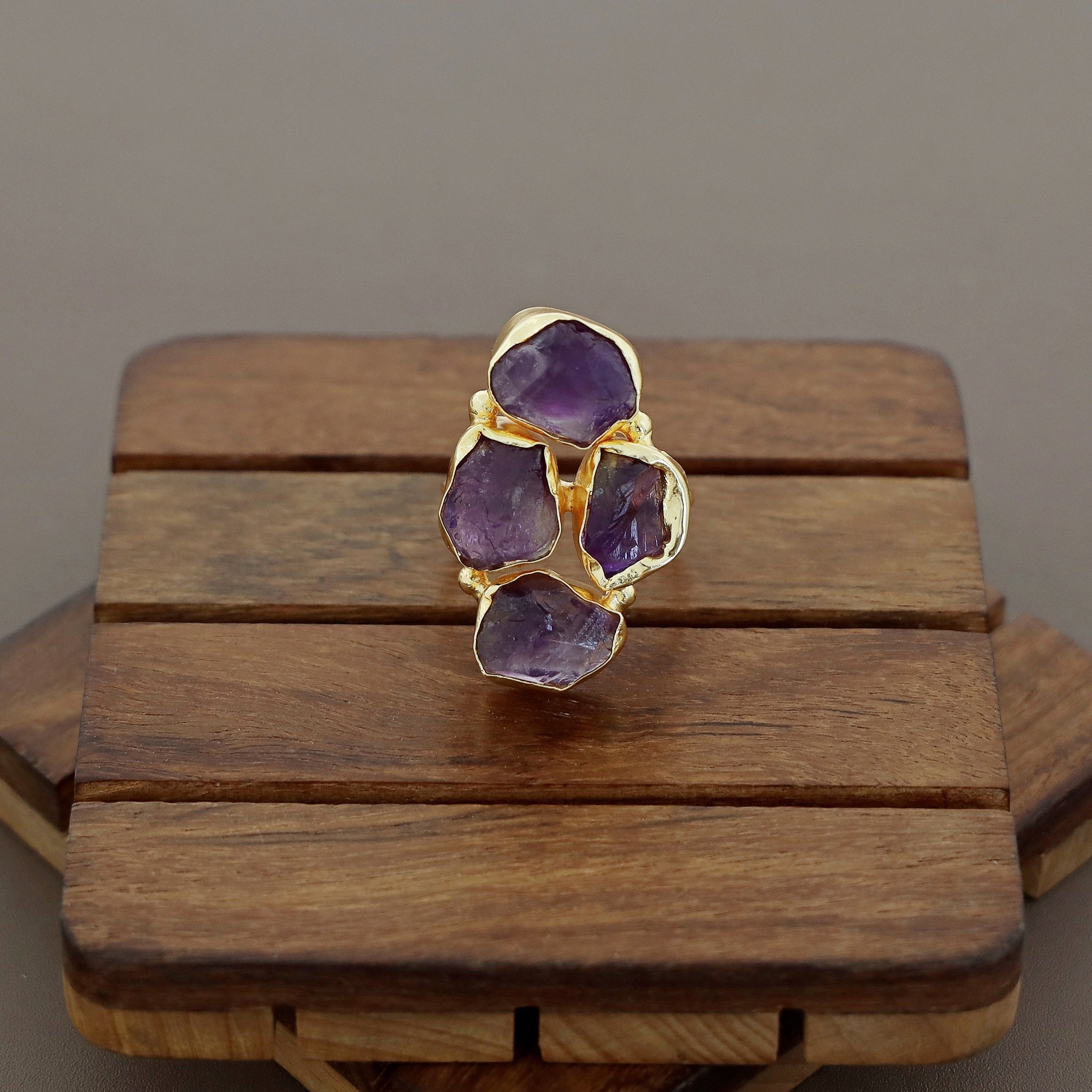 4 Raw Stone Ring (Adjustable) - Image 3
