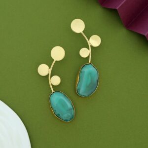Ella Textured Tri Circle Leaf Agate Earring