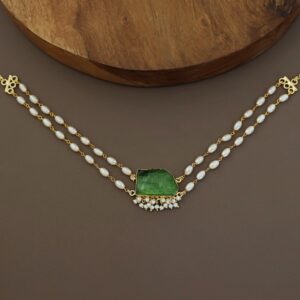 Rohi 2 Layer Cluster Pearl Dyed Stone Choker