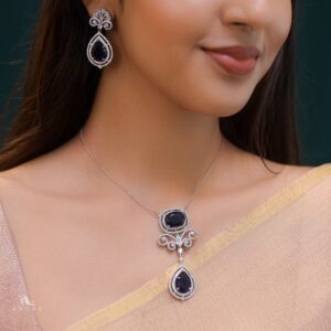 Agastya AD Stone Drop Neckpiece With Earring