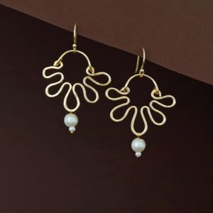 Renee Golden Curly Pearl Drop