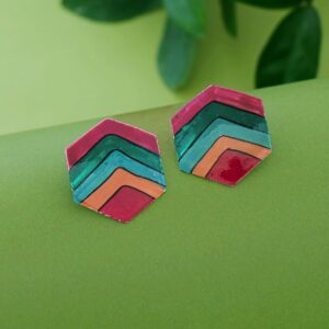 Toniya Hand Painted Hexagon Earring