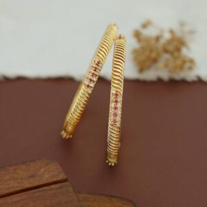 Mahi Golden Stone Bangle (Set Of 2)