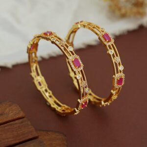 Yukta AD Stone Rectangle Glossy Bangle (Set Of 2)