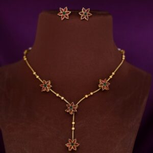 Kamala Tetra Flower Ball Neckpiece With Stud