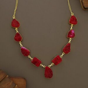 Nishka Golden Druzy Stone Neckpiece