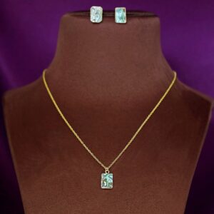 Divisha Abalone Rectangle Neckpiece With Earring