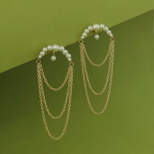 Winona 3 Layer Chainy Pearl Earring