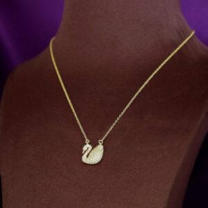 Golden Swan Pendant AD Stone Neckpiece