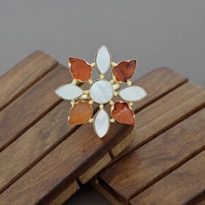 Whitney Floral MOP + Raw Stone Ring