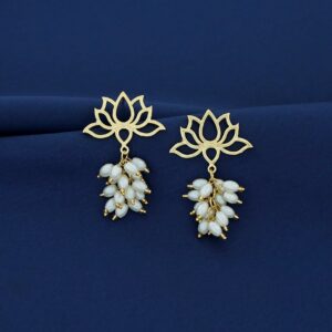 Golden Lotus Bunch Pearl Earring