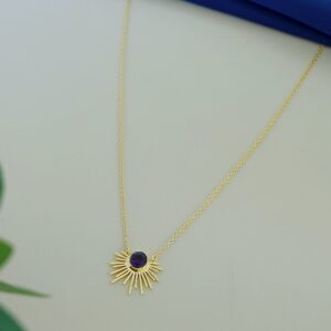 Golden Glossy Semi Sun Pendant Neckpiece