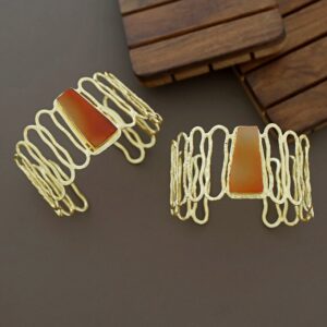 Omisha Golden Hammered Raw Stone Bangle