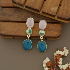 Ojal Dual Oval Circle Glossy Stone Earring