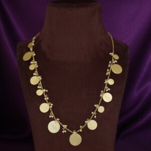 Uditi Golden Textured Circle Pearl Neckpiece