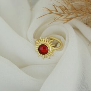 Jyoti Golden Sun Circle Stone Ring