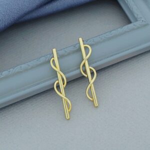 Nihiraa Golden S Shape Stick Earring
