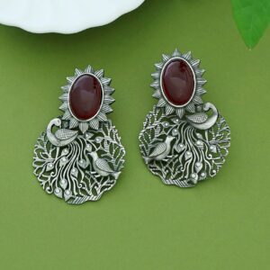 Zahra Mayura Bird Oval Glossy Earring