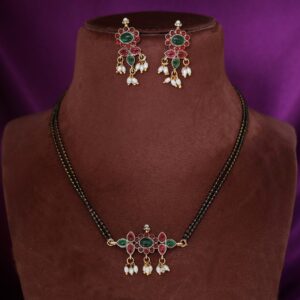 Binaisha Floral 2 Layer Mangalsutra With Earring