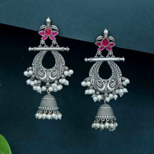 Nadia Cluster Pearl Mayura Jhumka