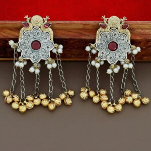 Cecilia Dual Tone Mayura Hanging Ghungroo Earring