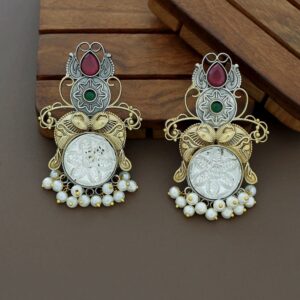 Zelda Dual Tone Mayura Pearl Earring