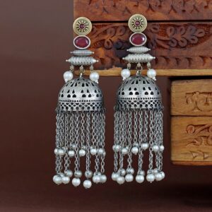 Fayena Dual Tone Hanging Pearl Jhumka