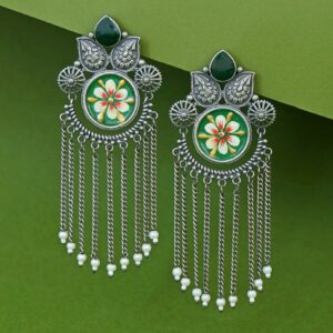 Zarina Hand Painted Hanging Pearl Earring