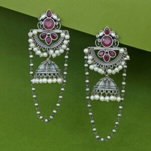 Lissa Half Circle Cluster Pearl Chainy Jhumka