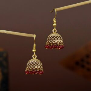 Dhairya Golden Beaded Drop Jhumka