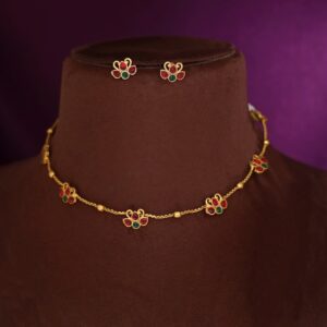 Haniya 5 Lotus Ball Short Neckpiece With Stud