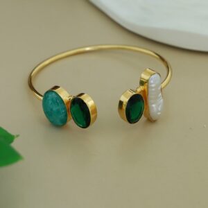 Atara Baroque Oval Glossy Gemstone Bangle