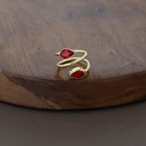 Golden Spiral Due Drop Glossy Ring