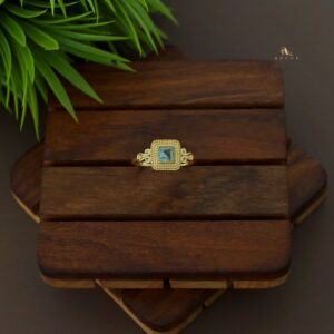 Delaney Glossy Square Golden Textured Ring