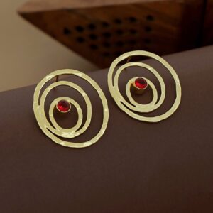 Alita Hammered Circle Glossy Earring