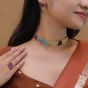 Unique 3 in 1 Square Choker Combo Set