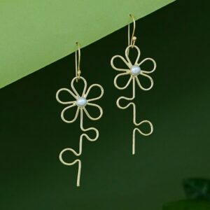 Naina Golden Flower Pearl Drop