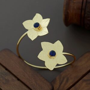 Tulia Dual Floral Golden Textured Bangle