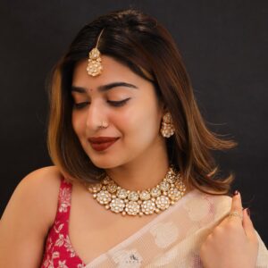 Premium Magdalen Kundan Neckpiece With Earring + TIkka