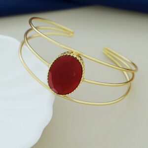 Tanya Golden 3 Layer Oval Glossy Bangle
