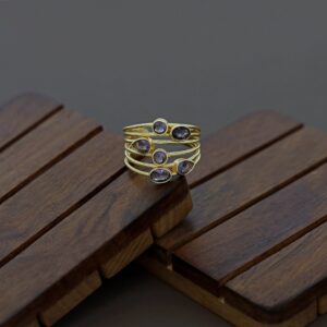 Liliosa Golden 6 Layer Glossy Stone Ring