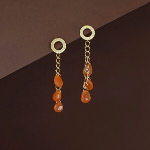 Golden Circle Chainy Tri Natural Stone Earring