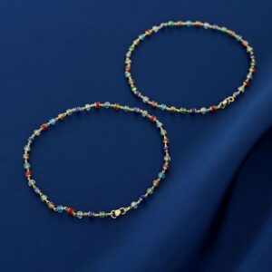 Dhruvika Golden Multicolour Beads Anklet