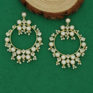 Bahurupa Claw Stoned Pearl Circle Earring
