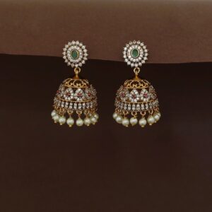 Anintika AD Stone Pearl Jhumka