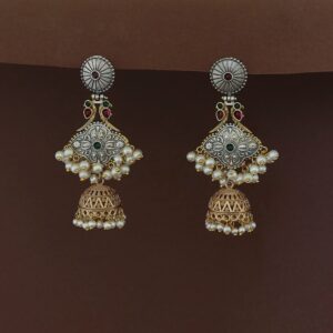 Nayana Dual Bird Pearl Jhumka Earring