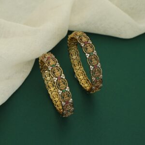 Saharsha Oval Lekshmi AD Stone Bangle (Set Of 2)